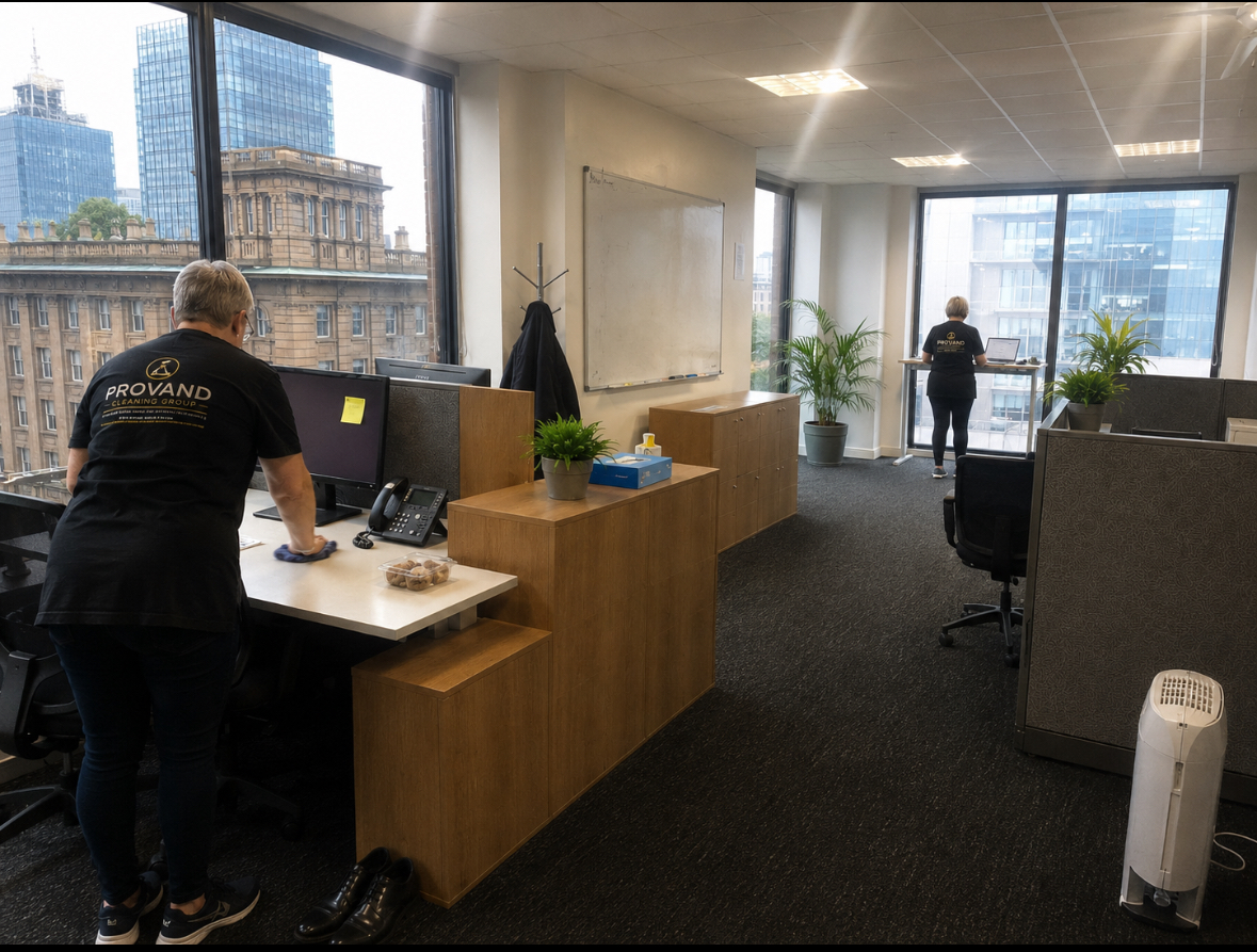 Provand cleaners working in a Glasgow office