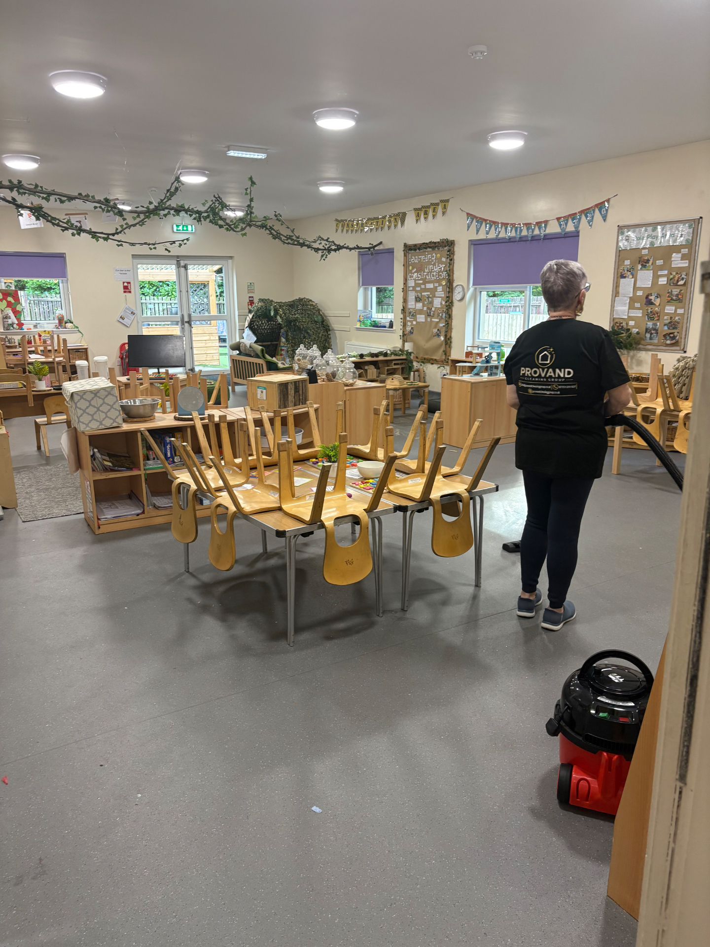 Provand cleaner working in a Glasgow nursery