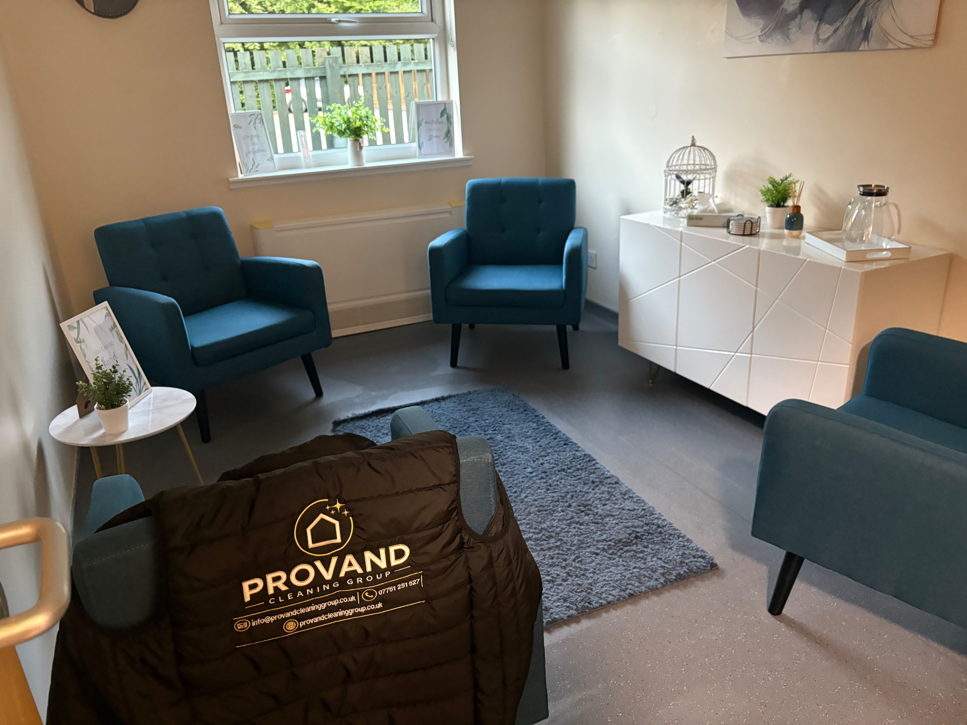 Freshly cleaned reception lounge